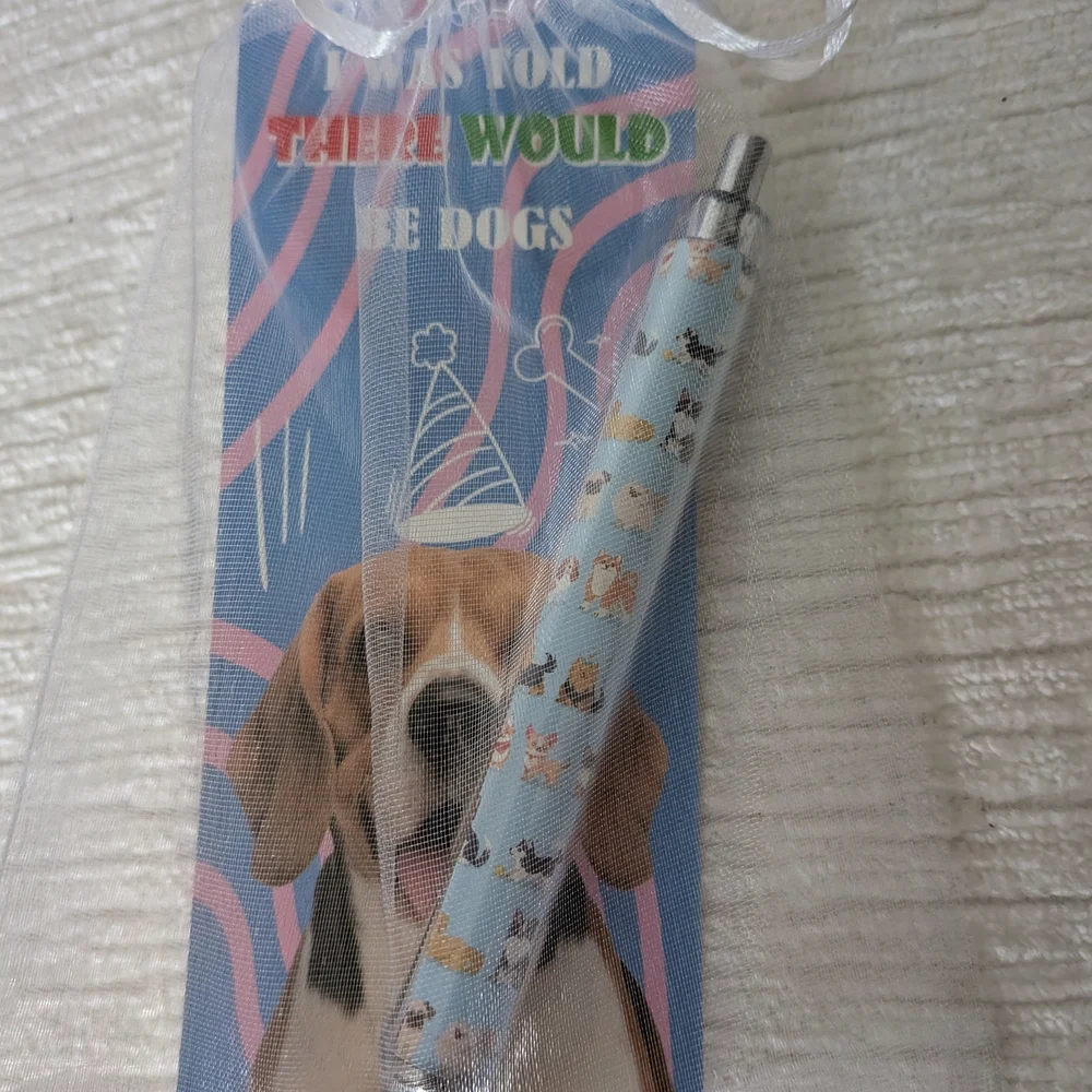 Dog-Themed Pens Gifts Qty 6, Cute Click Pens And Bookmark In Organza Mesh Bags